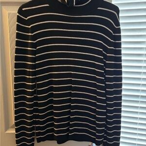 Premise Black and White Striped Turtleneck Sweater
